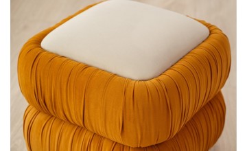 Set 2 pufs Petunia beige y naranja