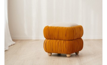 Set 2 pufs Petunia beige y naranja