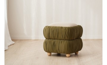 Set 2 pufs Petunia marfil y verde