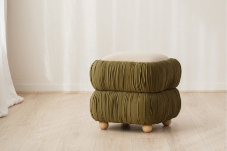Set 2 pufs Petunia marfil y verde