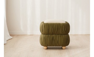 Set 2 pufs Petunia marfil y verde